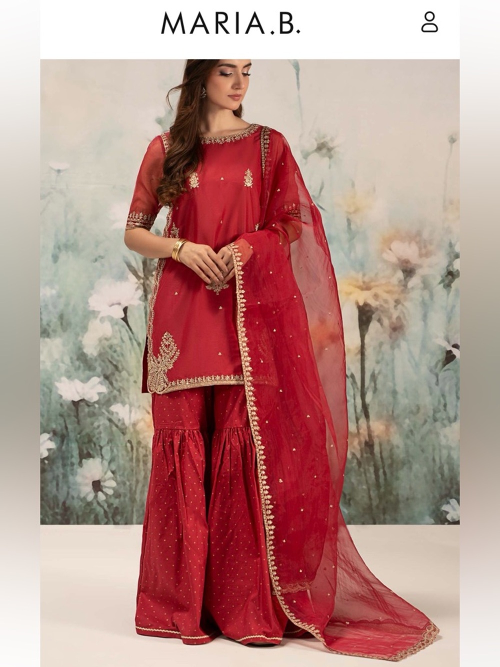 Red Wedding/Party Sharara Set with Dupatta